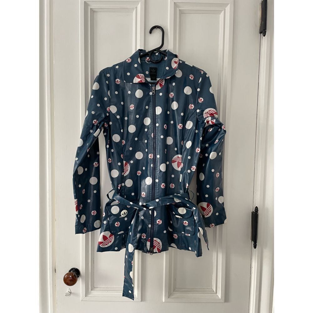 Adidas rare blue cream and red dotted graphic raincoat S
